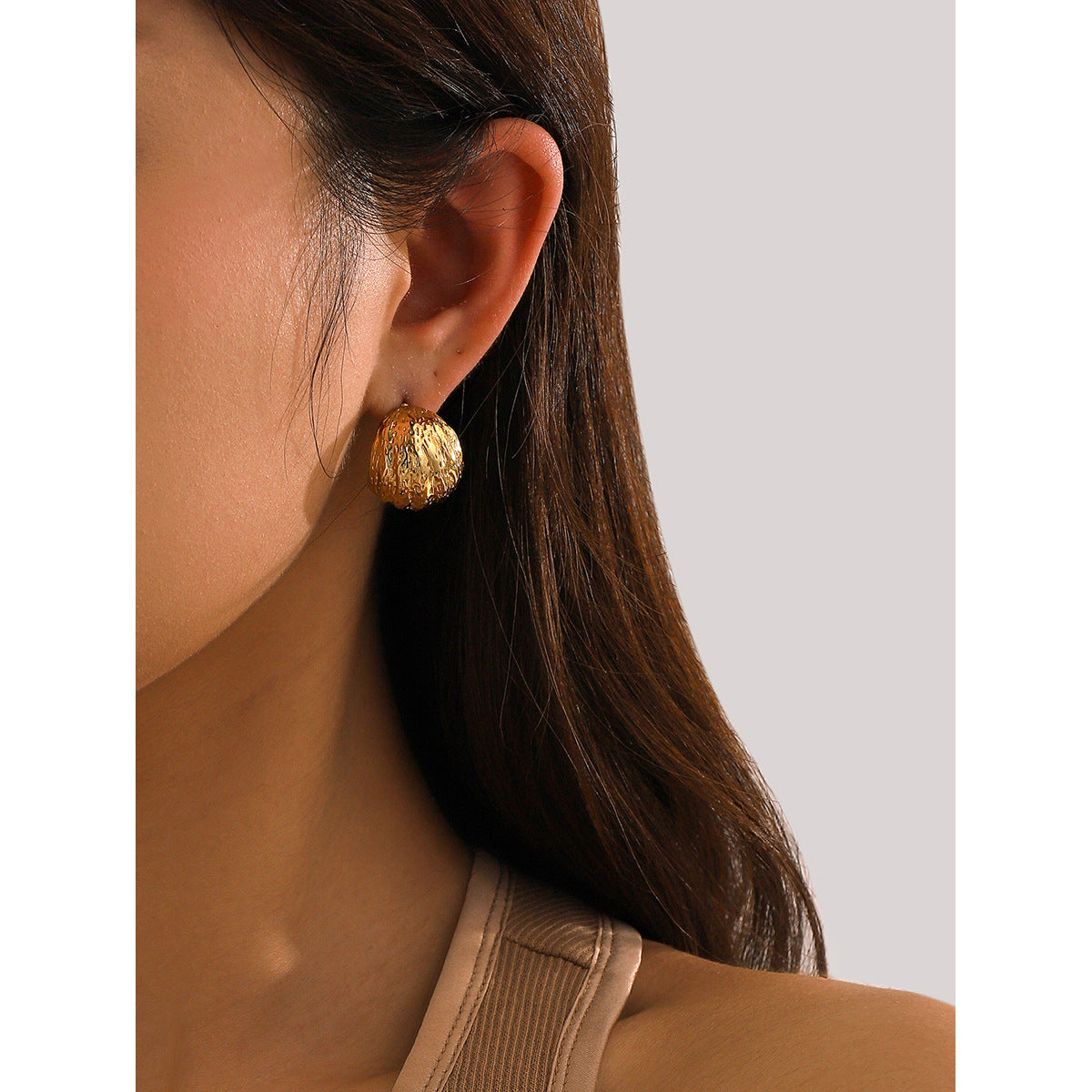 Textured C-Shaped Earrings