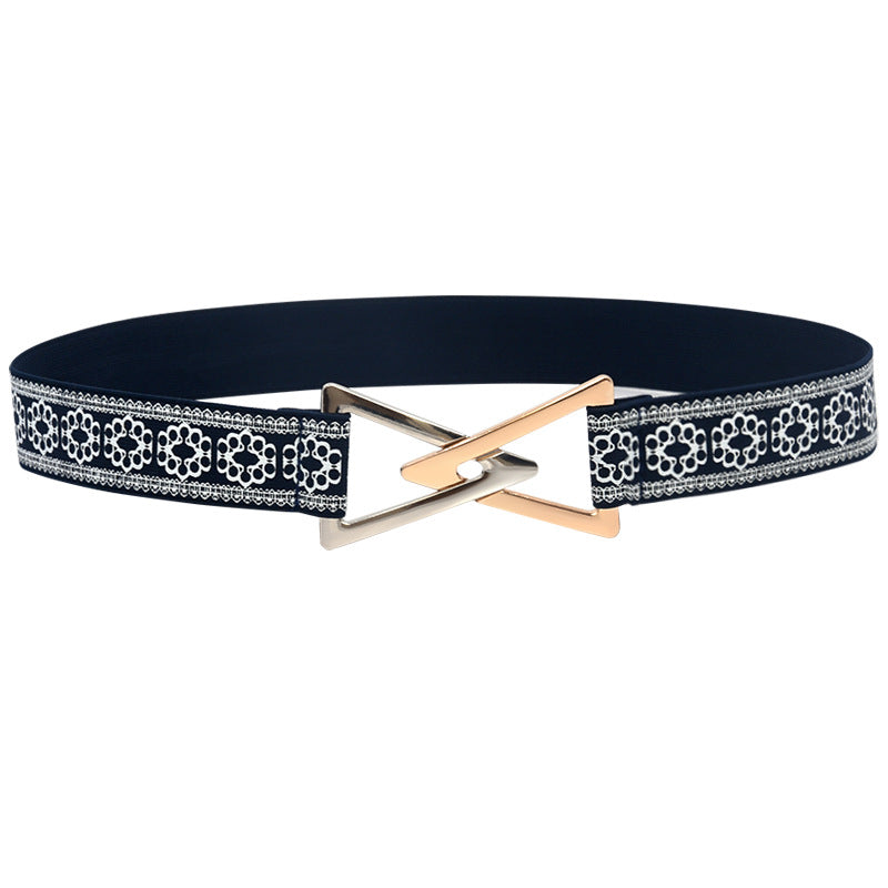 Pleated elastic thin belt ladies
