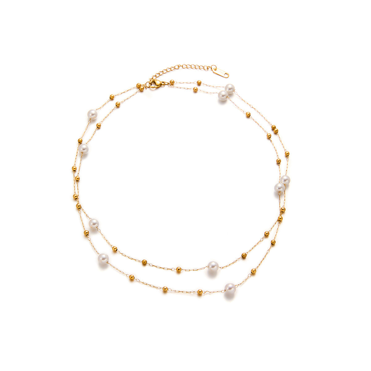 Titanium Steel Pearl & Star Necklace — Geometric Clavicle Chain