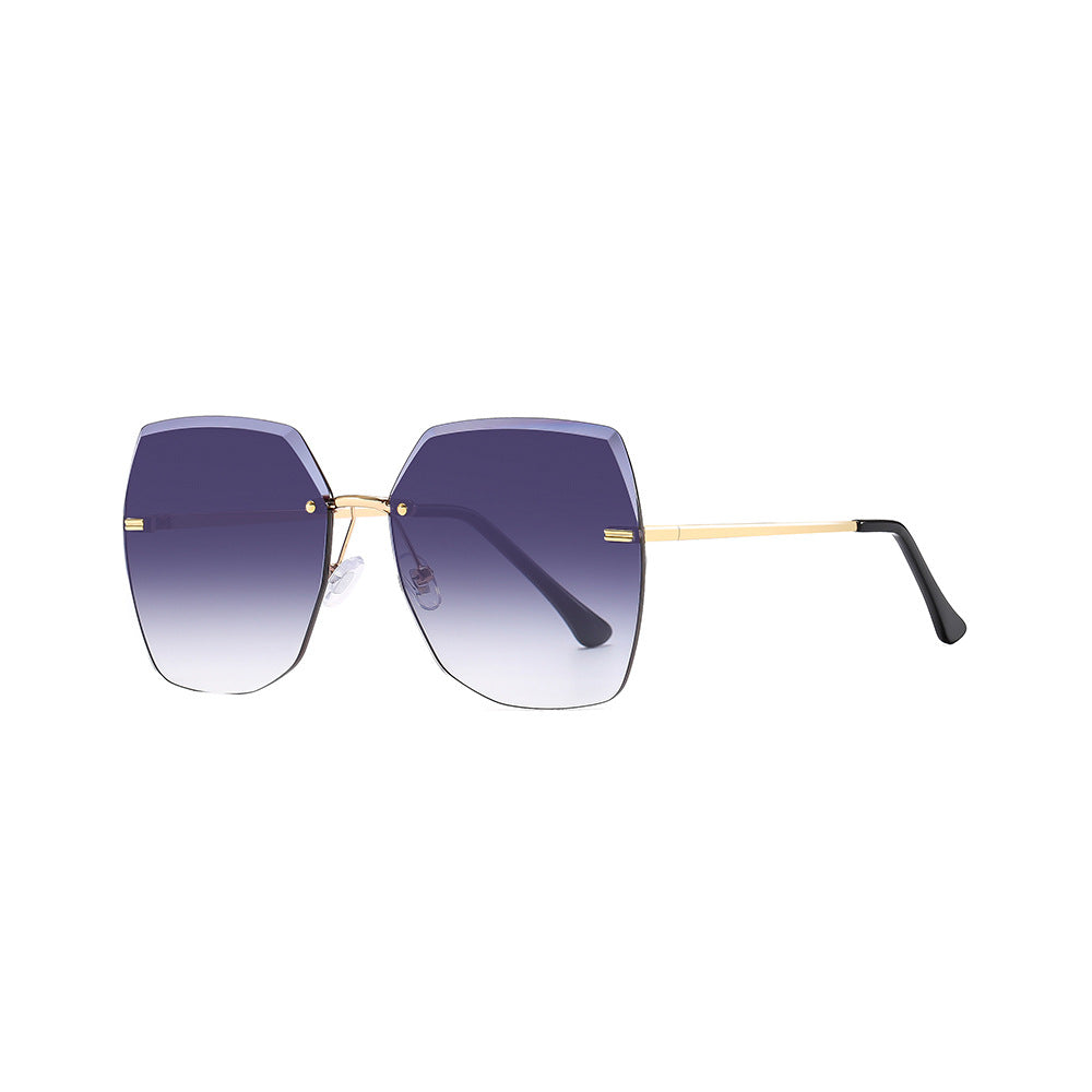 Gafas de sol retro de metal degradado sin montura para mujer al por mayor