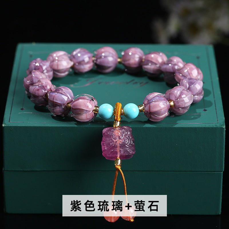 Pulsera Esmaltada Morada Oro Morado Esmaltado Natural