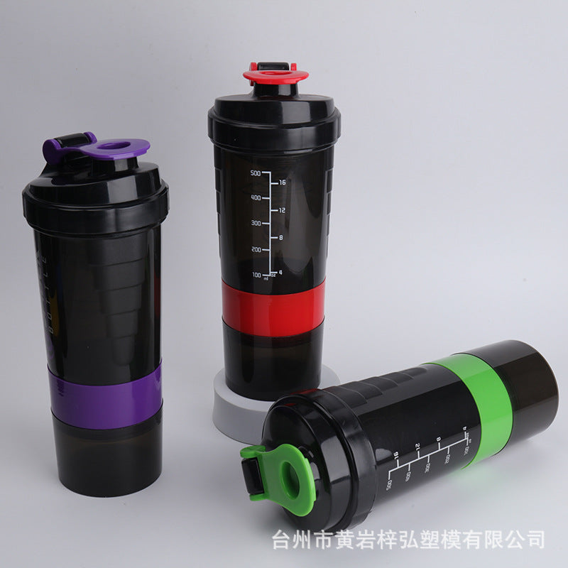 Three-layer compact protein powder shaking cup