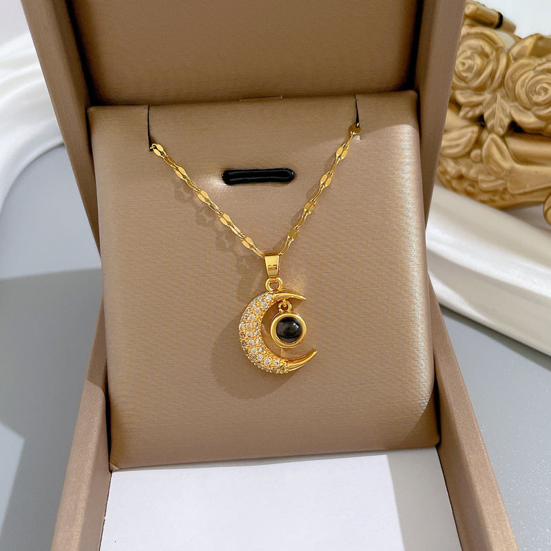 Collar de proyección de luna "Te amo" para mujer