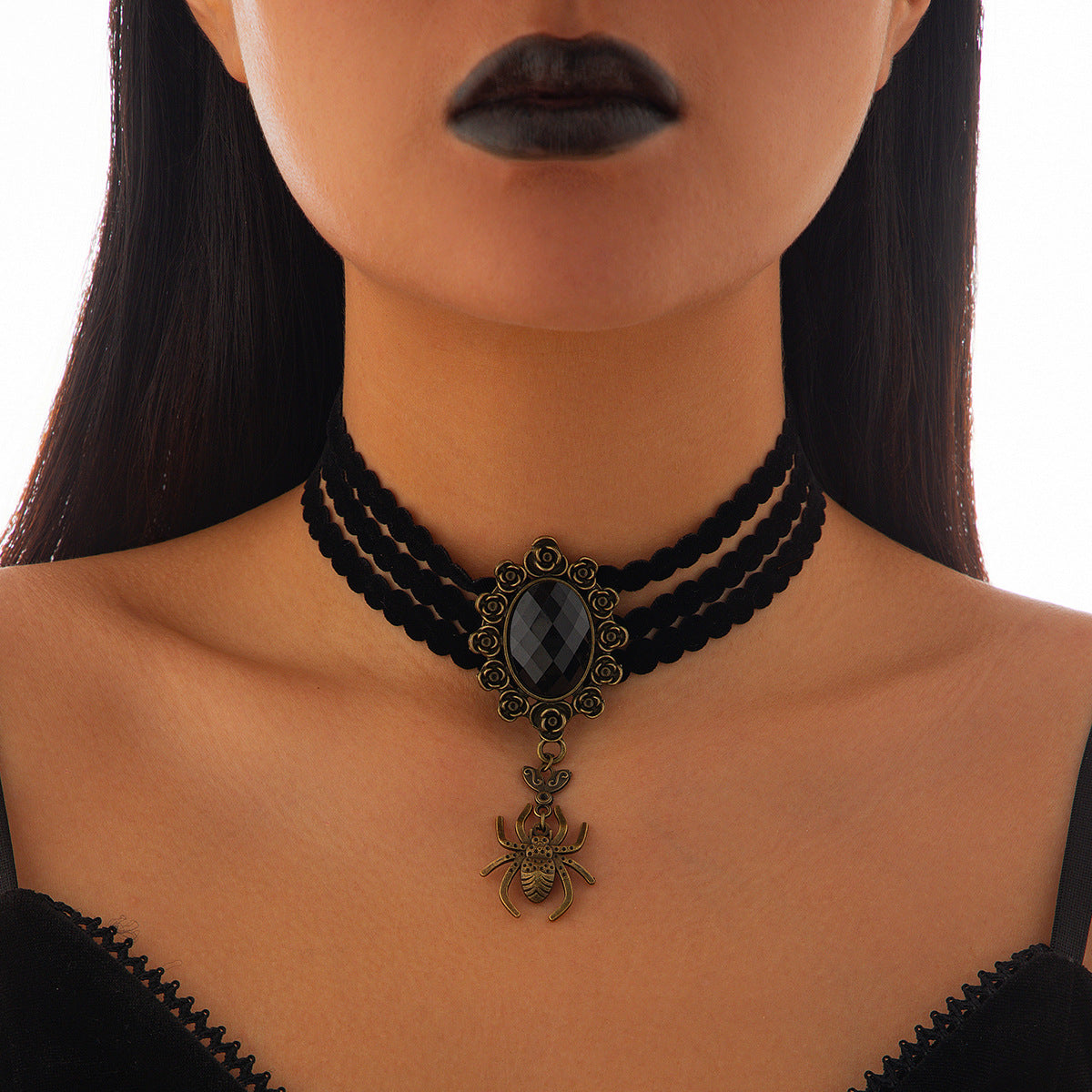 Pumpkin Festival Spider Web Lace Necklace