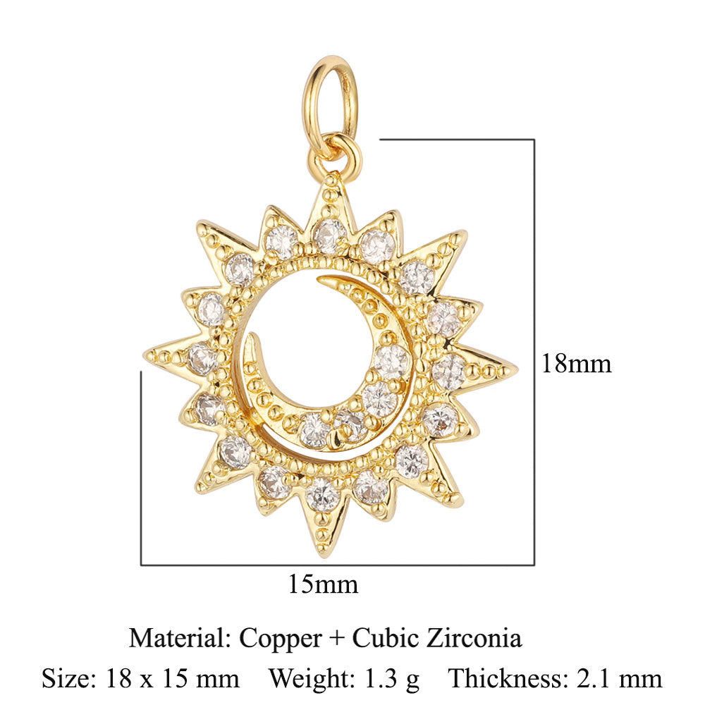Sun Moon Stars Copper Zircon Eyes Palm Pendant