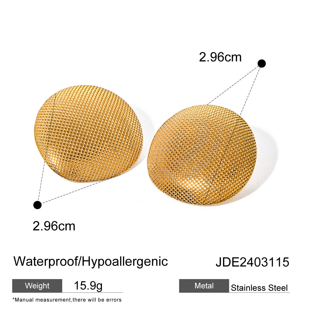 Antique Gold Embossed Round Earrings