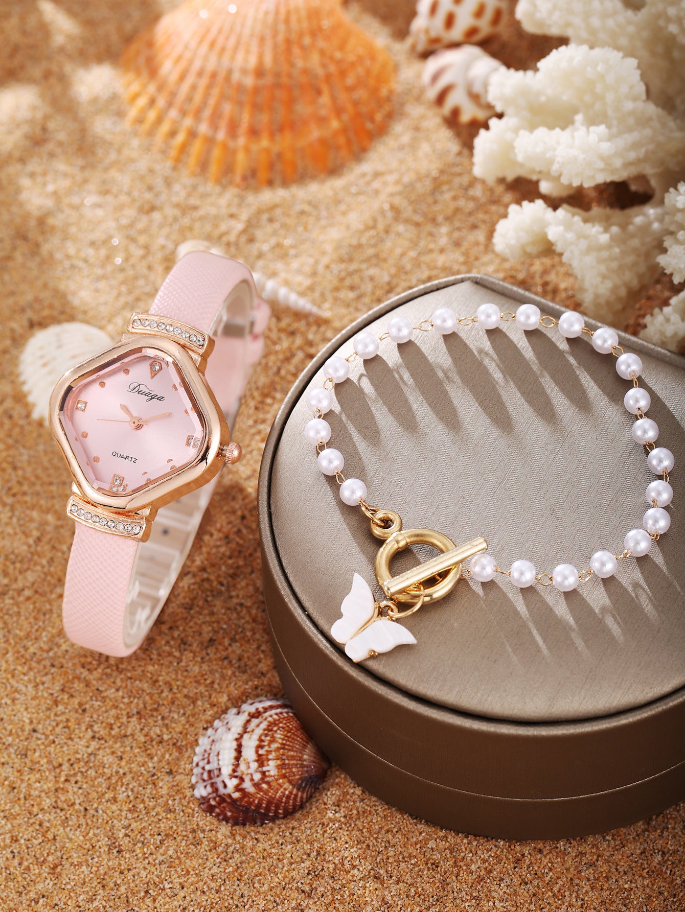 Watch Pearl Bracelet Tulip Star Moon Jewelry Set