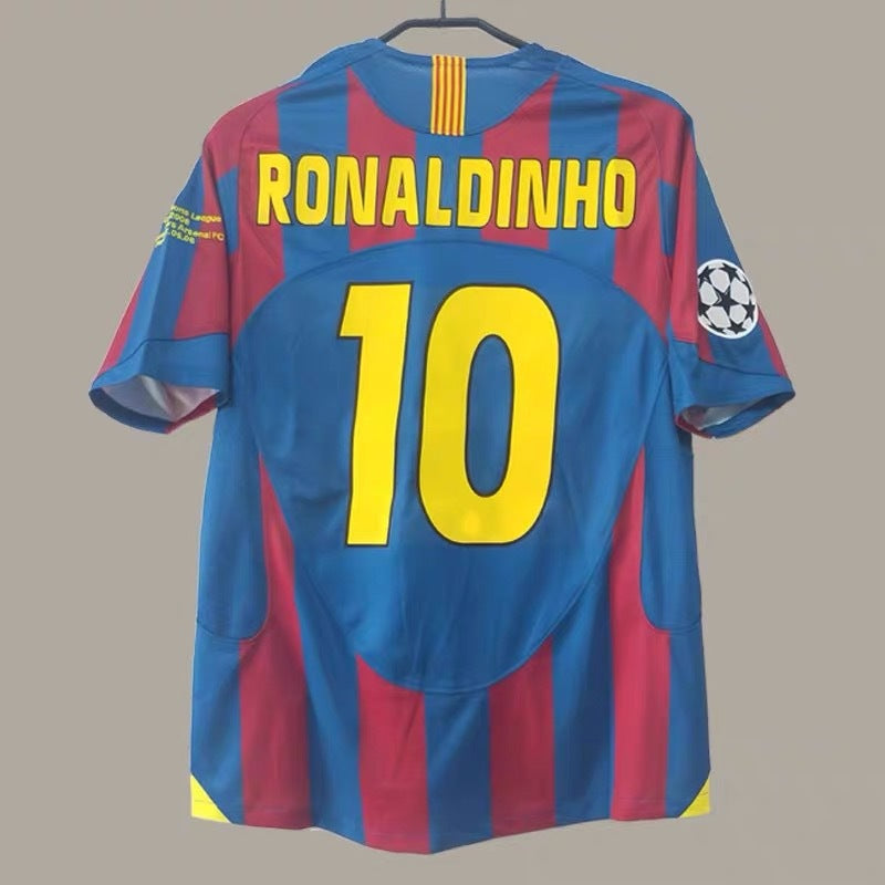 05-06 Barça Local UCL 30 Messi 10 Ronaldinho Camiseta