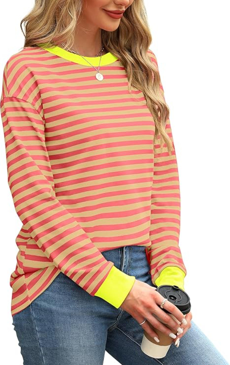 Striped long-sleeved top