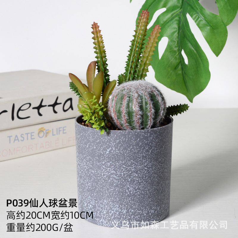 Simulation melamine cement cactus ball bonsai