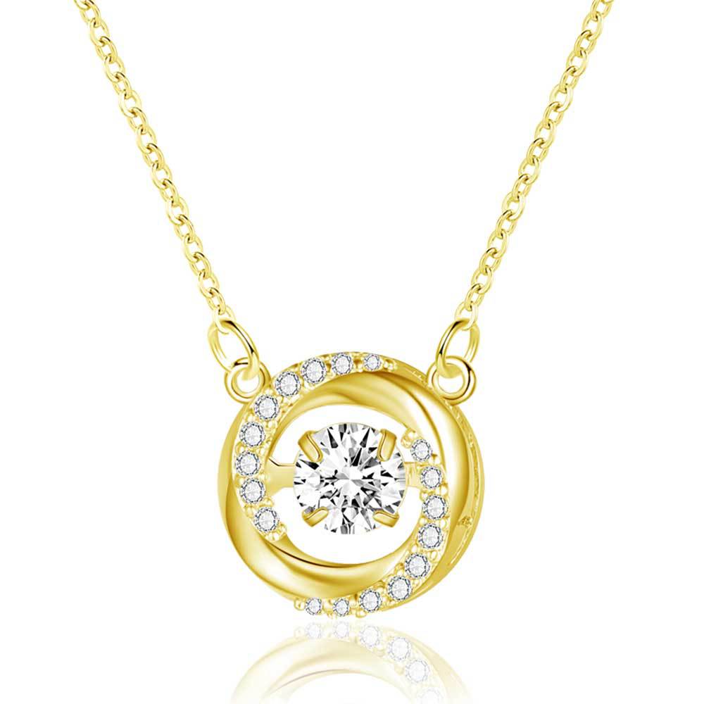 14k gold copper inlaid 5A zircon necklace