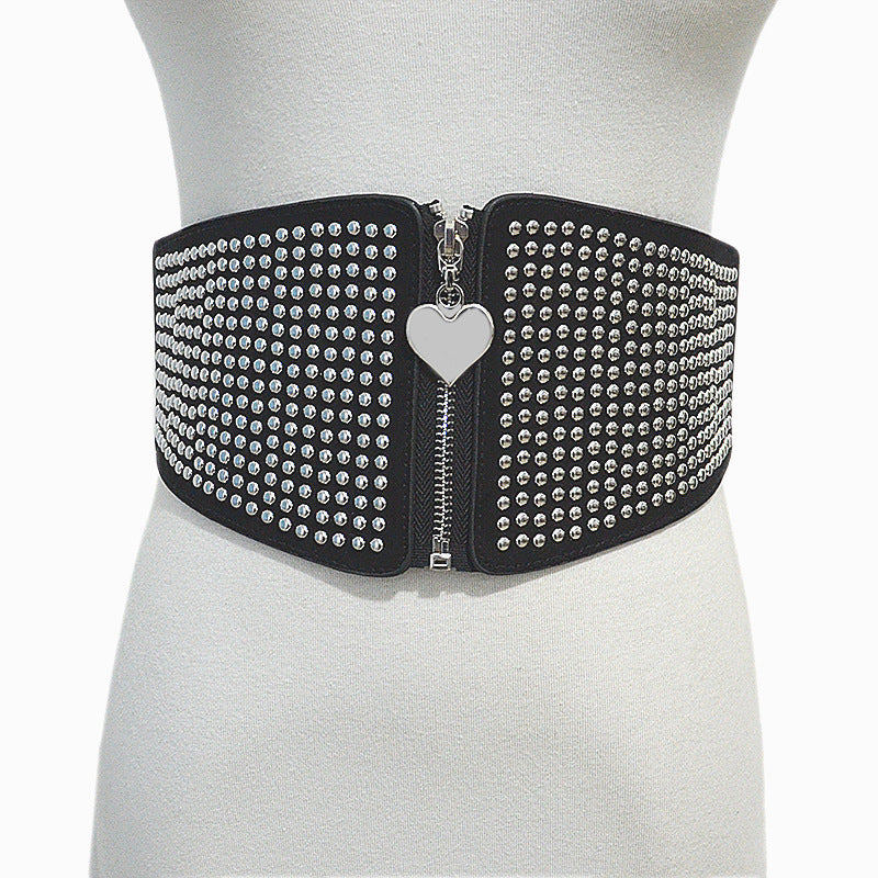 Punk style rivet flannel waist seal