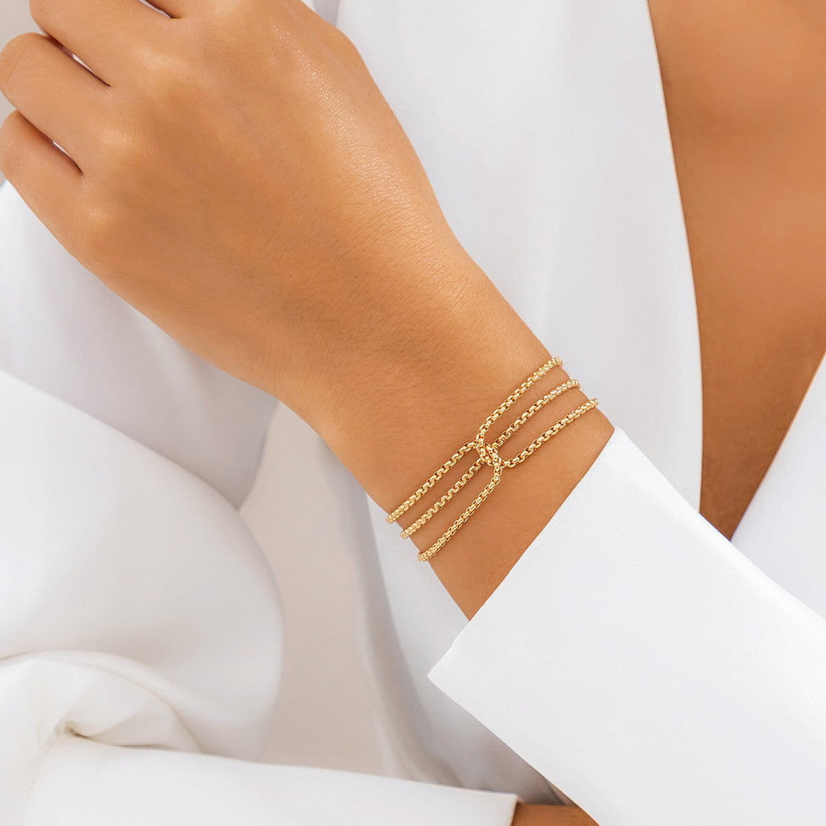 Punk metal thin chain bracelet women