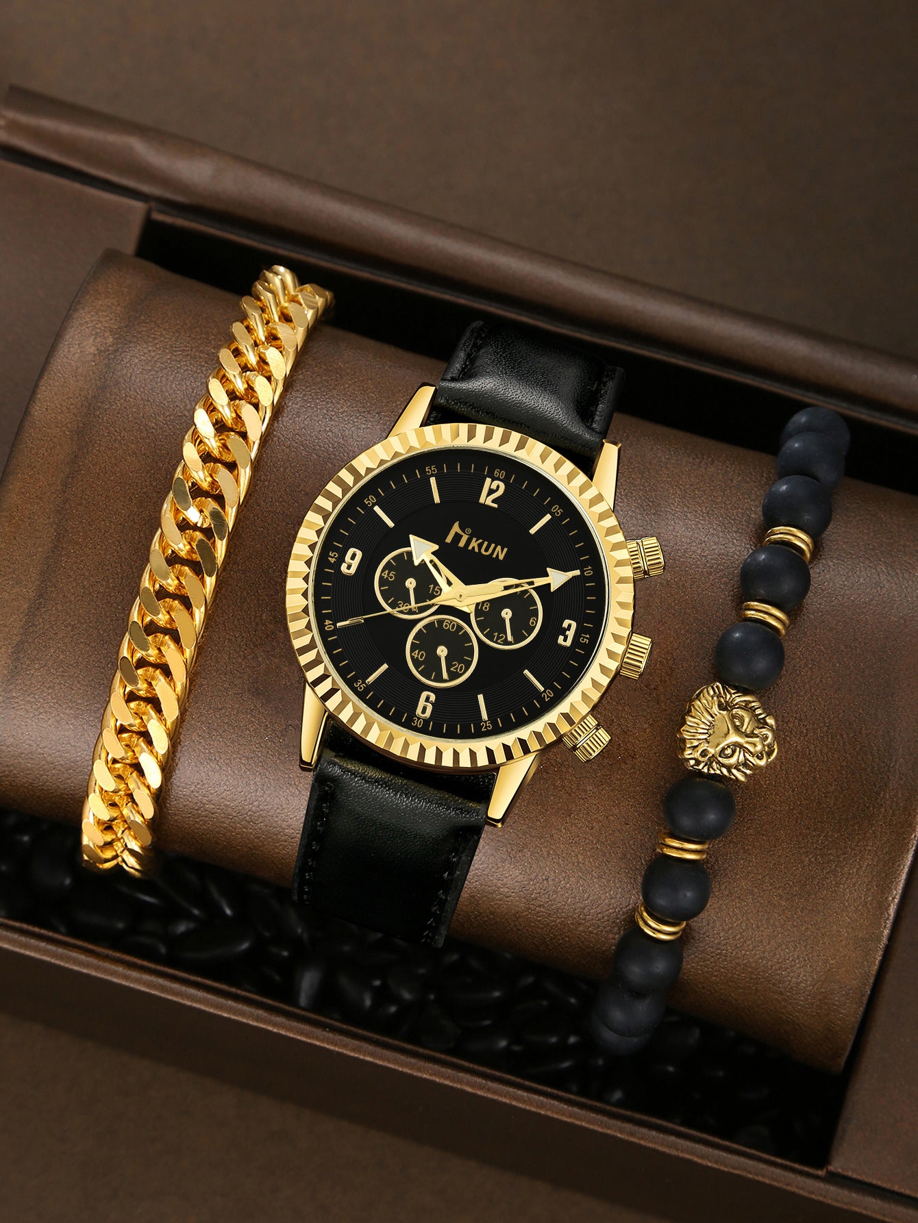 Sports Watch Beaded Bracelet Set