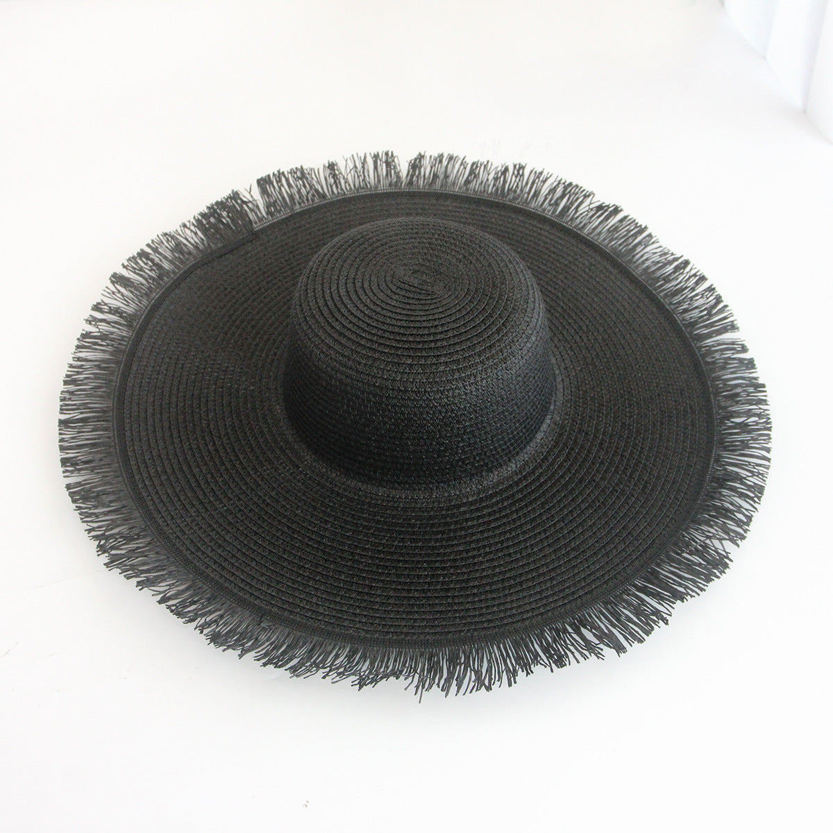 48cm Frayed Brim Straw Hat