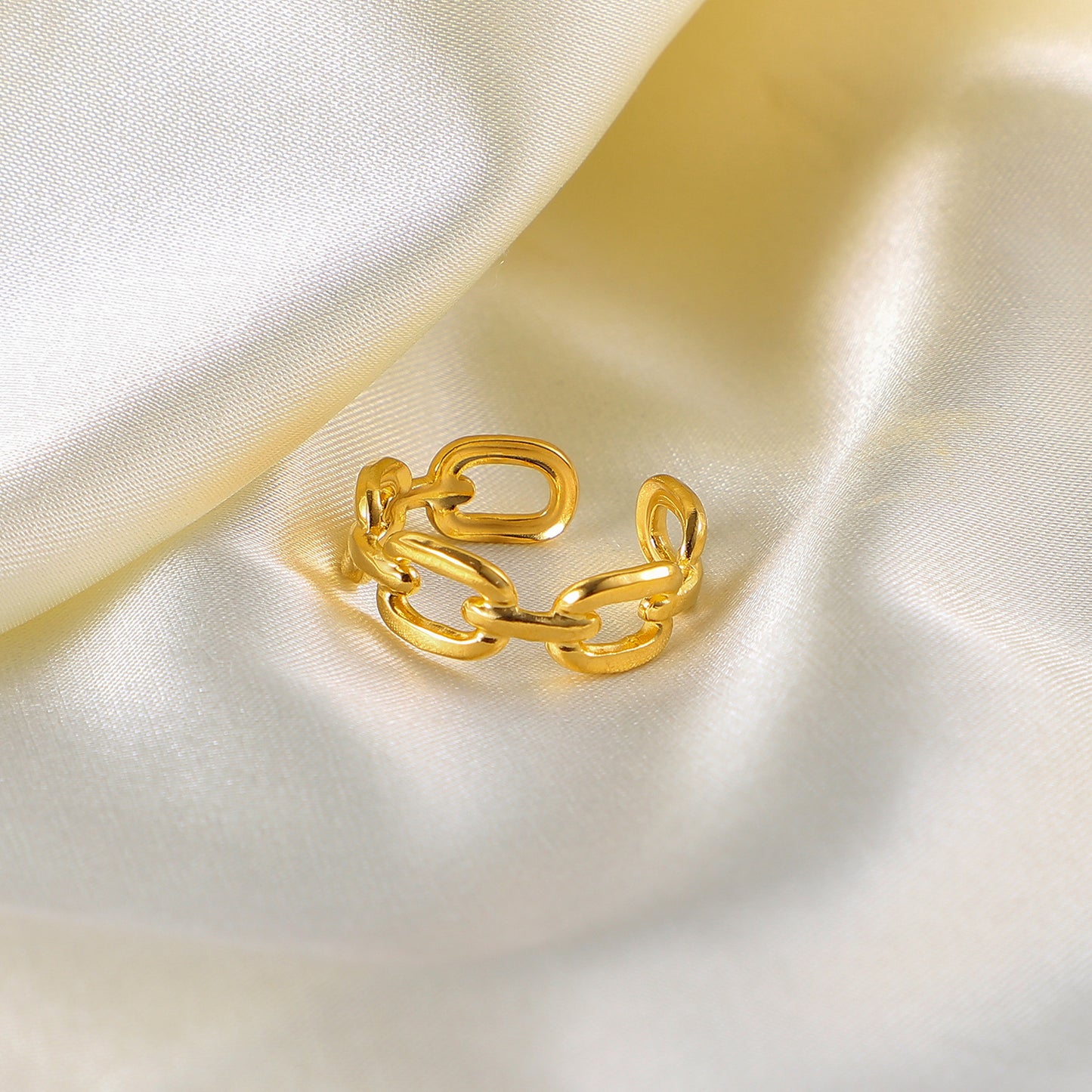 Square Buckle Chain Open Ring