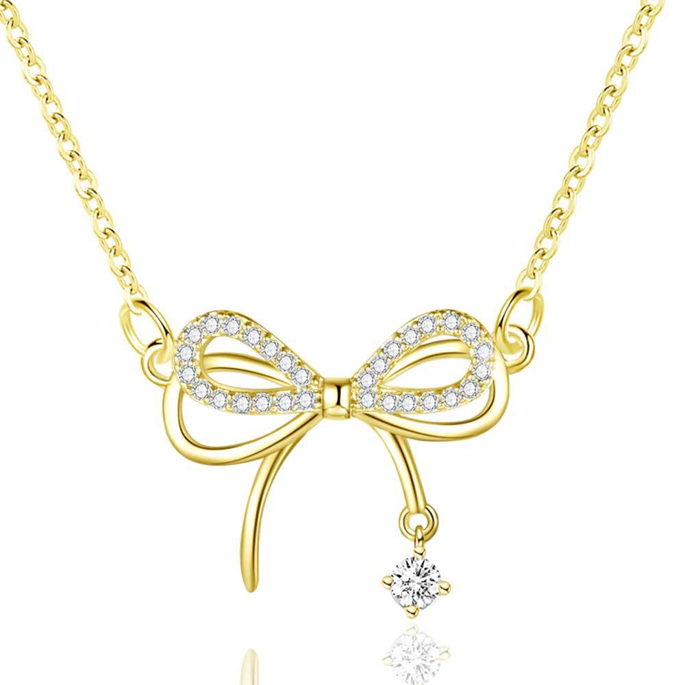 14K gold necklace female copper inlaid with 5A zircon butterfly