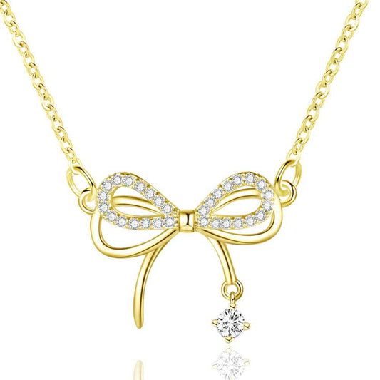 14K gold necklace female copper inlaid with 5A zircon butterfly