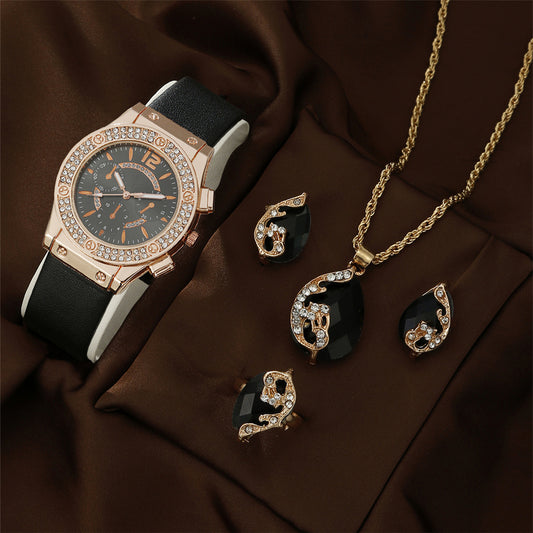 Watch Peacock Water Drop Jewelry 4-piece Set