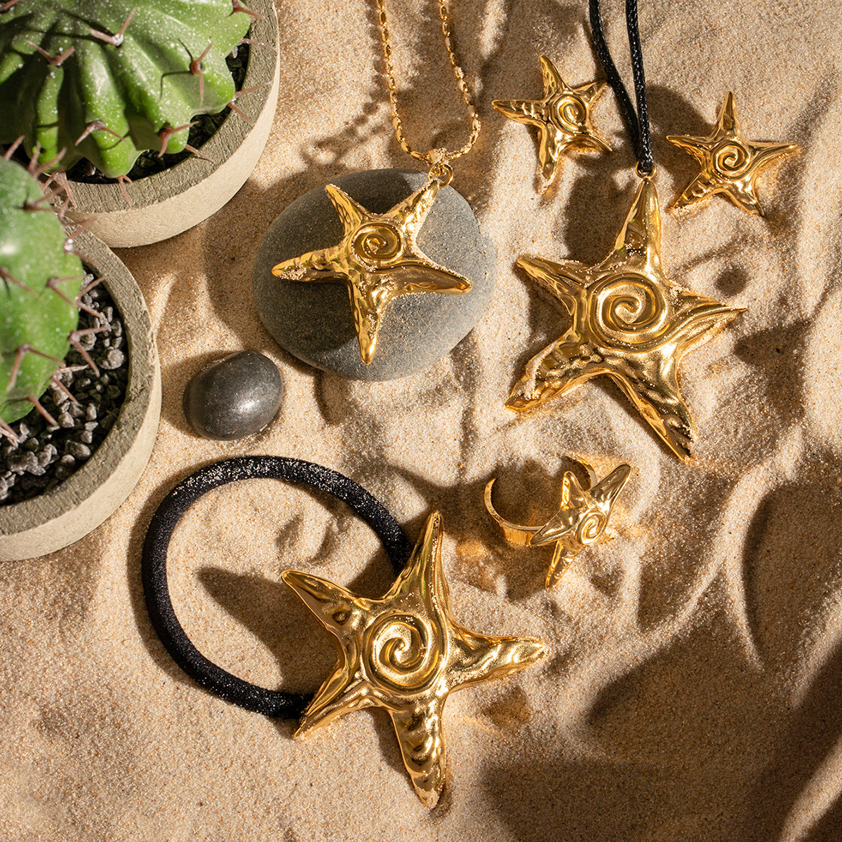 Conjunto de diadema de estrella de mar de acero inoxidable
