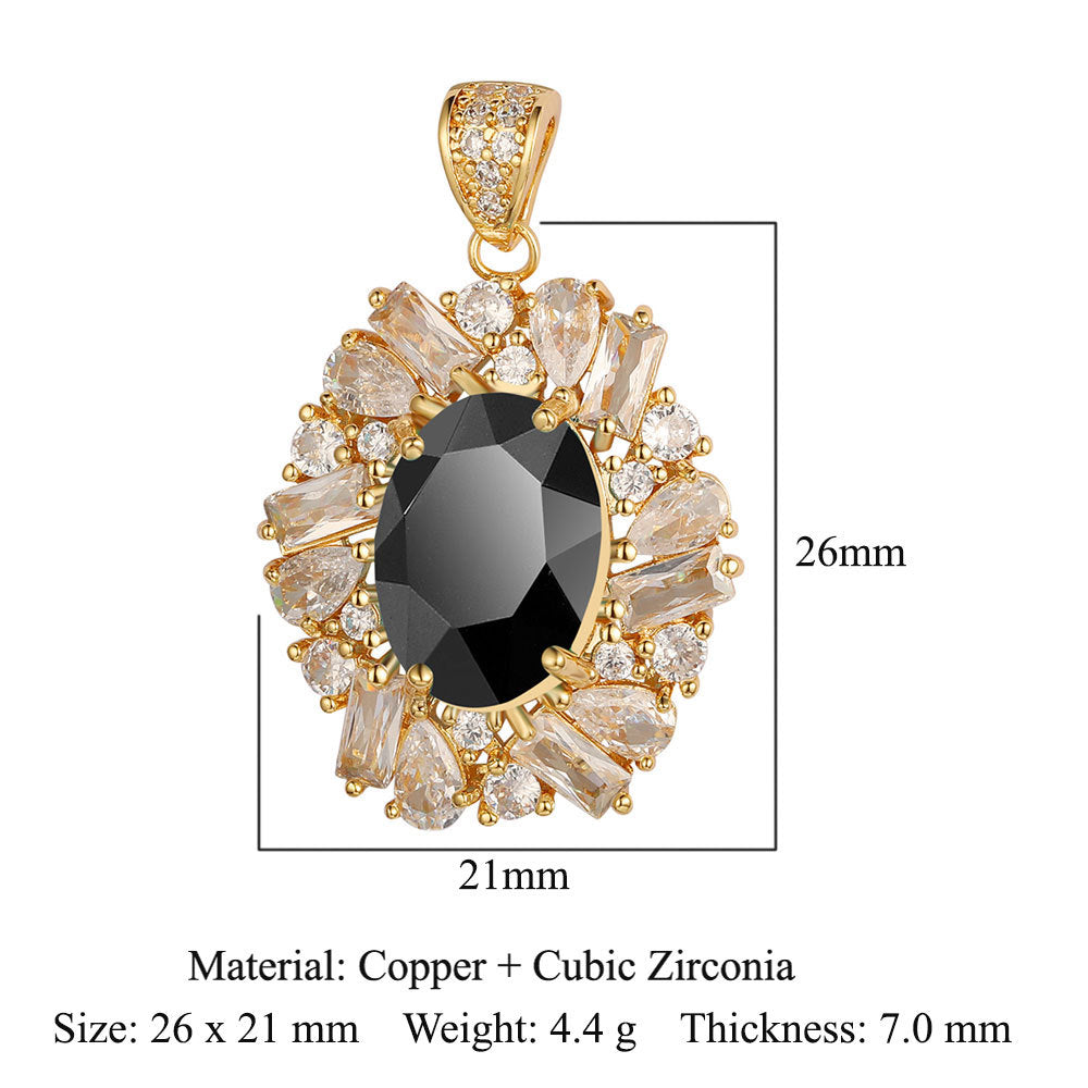 Water drop oval square imitation jade gemstone necklace pendant