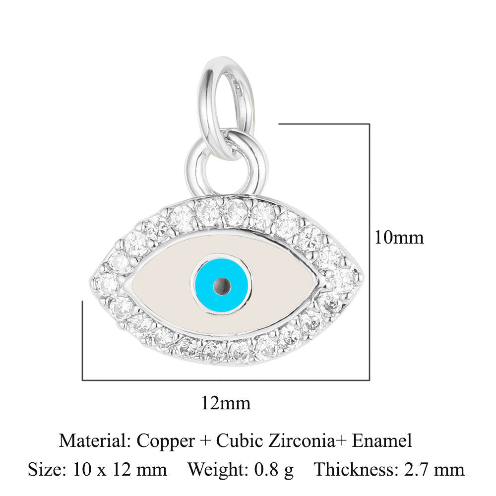Colgante de cobre y circonita con forma de ojo del diablo y siete cuentas