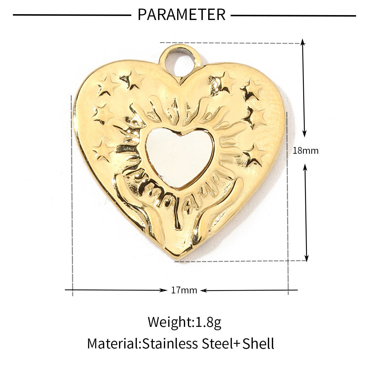 Peach heart round shell titanium steel necklace pendant