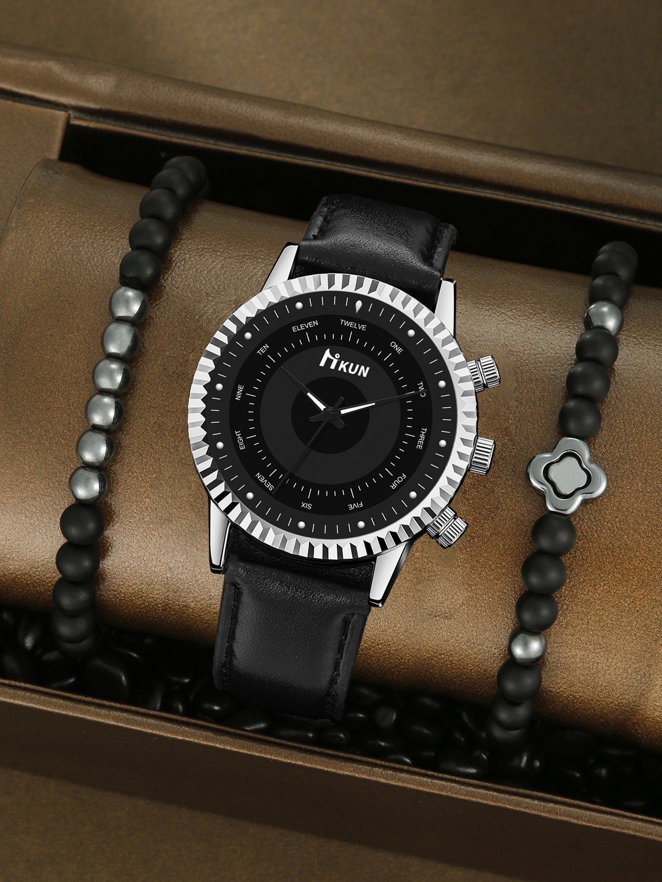 Men's Watch Sports Bracelet Knitted Set