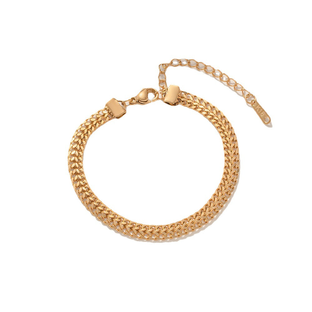 18K Gold Twisted Rope Retro Chic Titanium Steel Bracelet