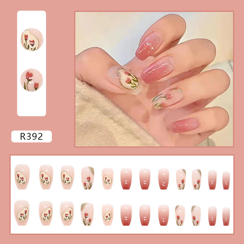 Wearable Blush Short Removable Nail Stickers
