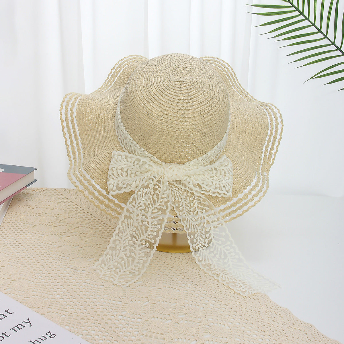 Wavy Floral Straw Hat Women Summer