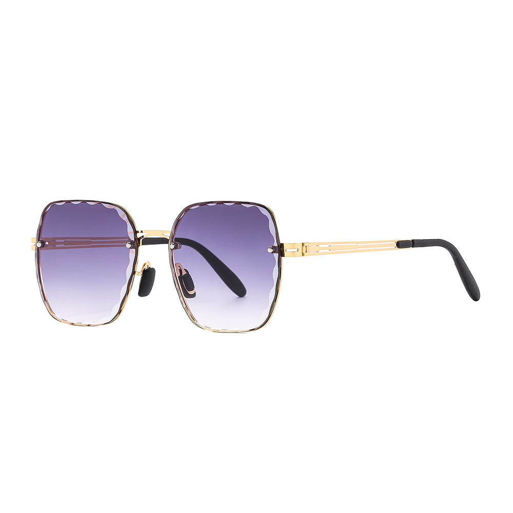 Gafas de sol cuadradas sin marco con degradado para mujer, modernas, de metal, con protección UV