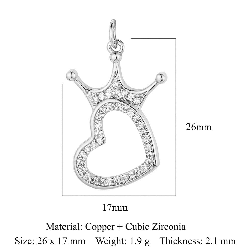Colgante de cobre y circonita con forma de llave y candado en forma de corazón de melocotón