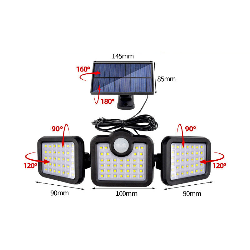 Solar three-head split wall lamp