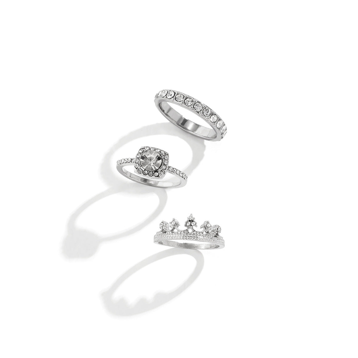 Stacked rhinestone zircon ring