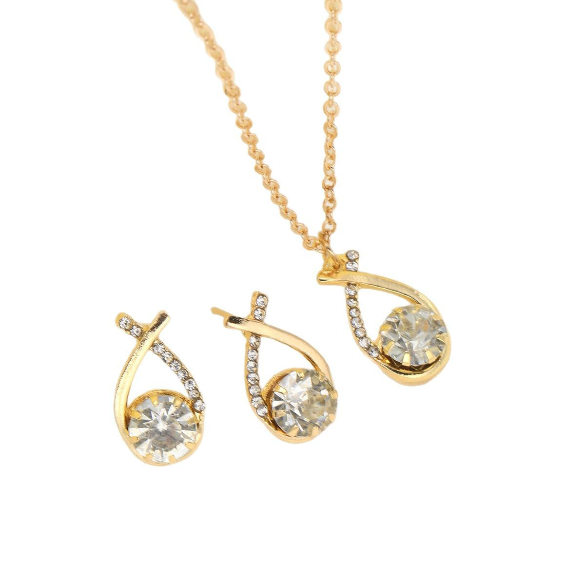 Zircon Cross Necklace & Earring Set
