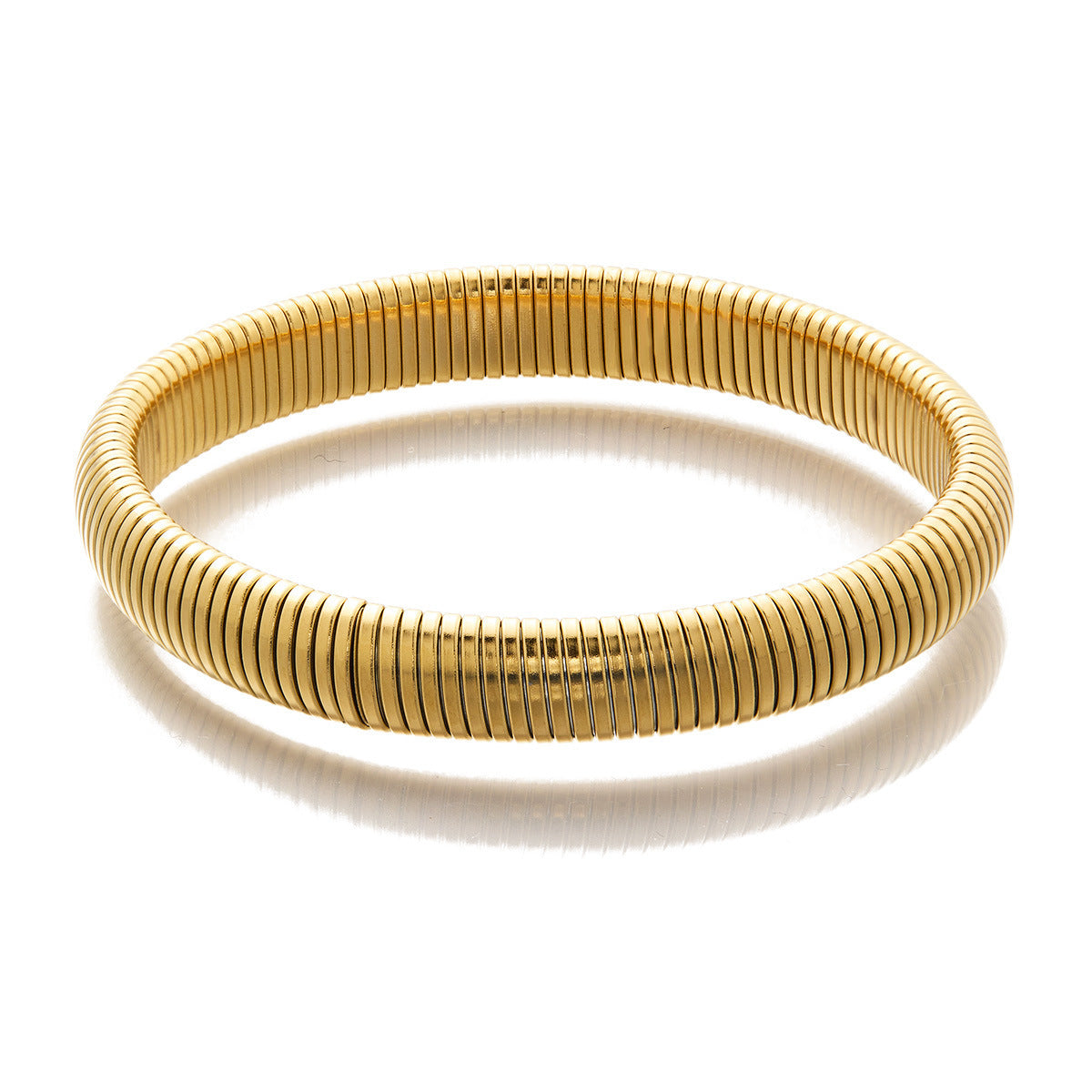10mm Gold Titanium Steel Snake Bone Elastic Bracelet — Women's European/American Stackable