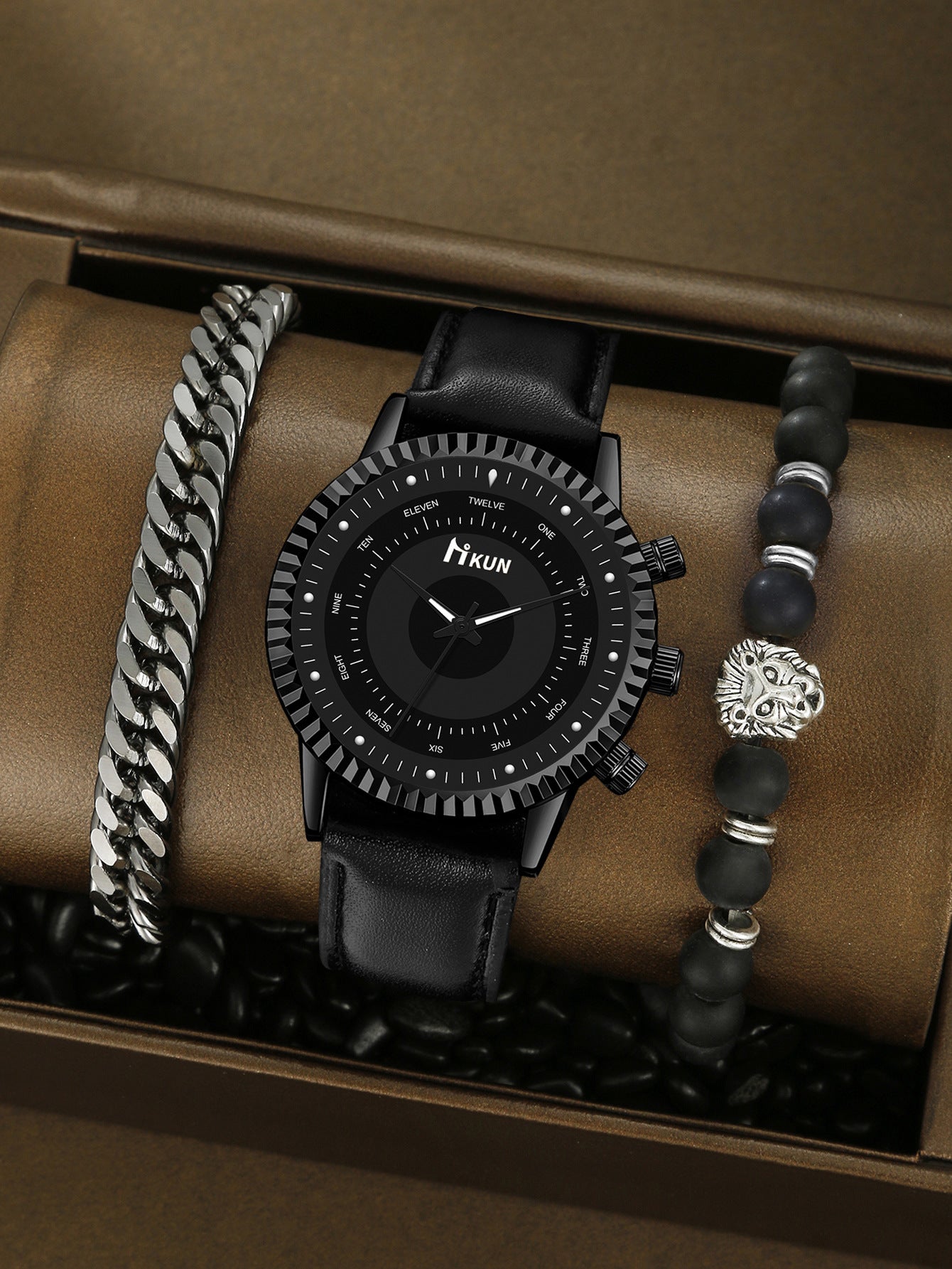 Men's Watch Sports Bracelet Knitted Set
