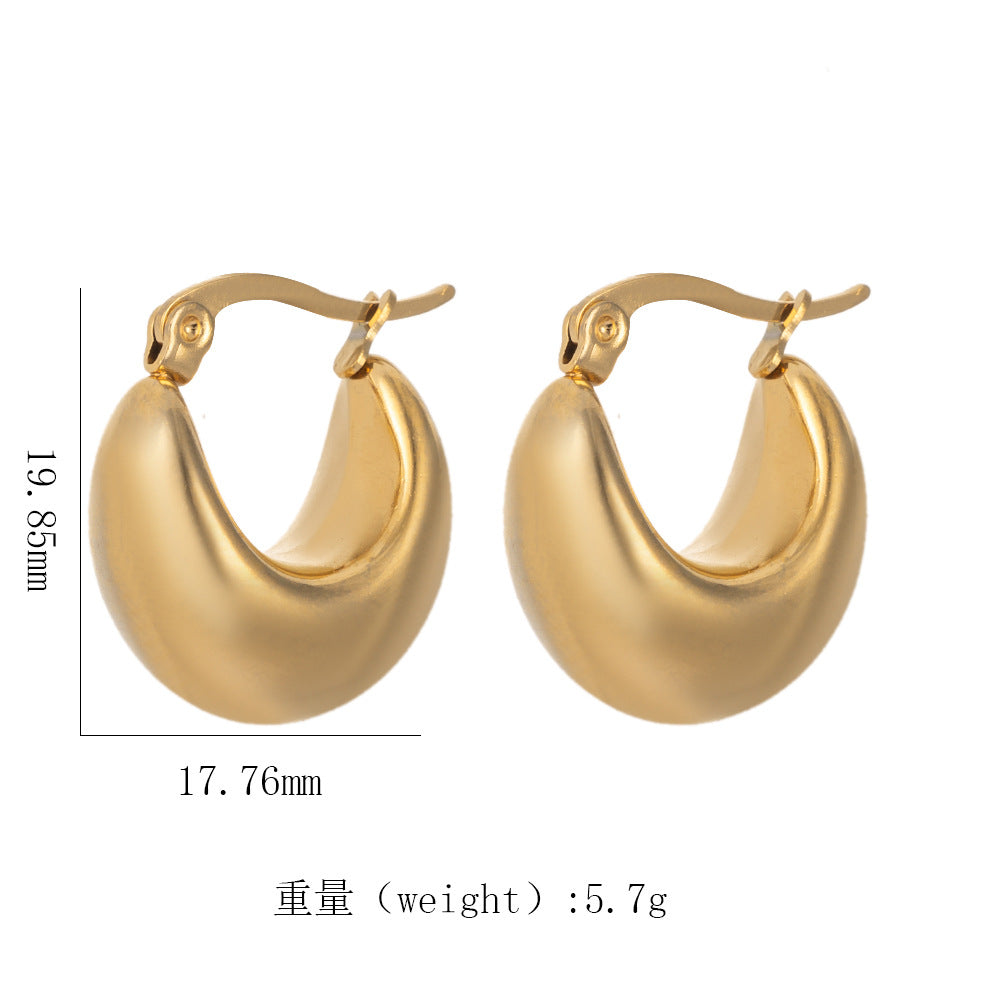 18K Gold Titanium Steel Waterdrop Rhombus Stud Earrings