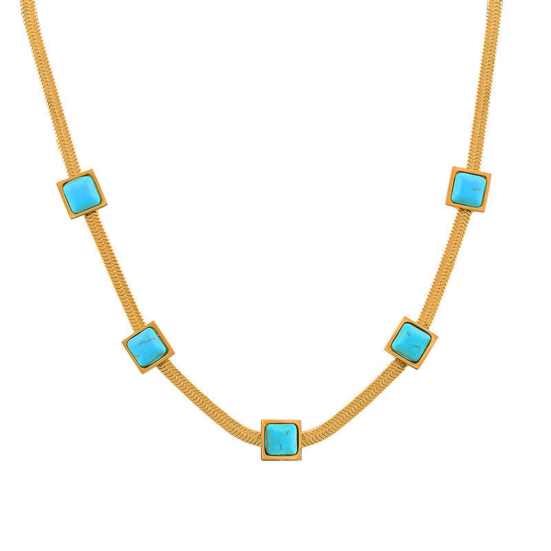 18K Gold Stainless Steel Peacock Blue Necklace – Unique Design