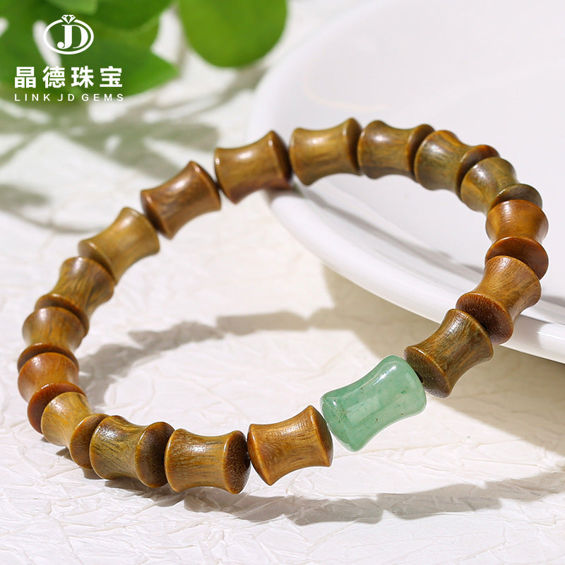 Pulsera de cuentas de bambú y sándalo verde de madera