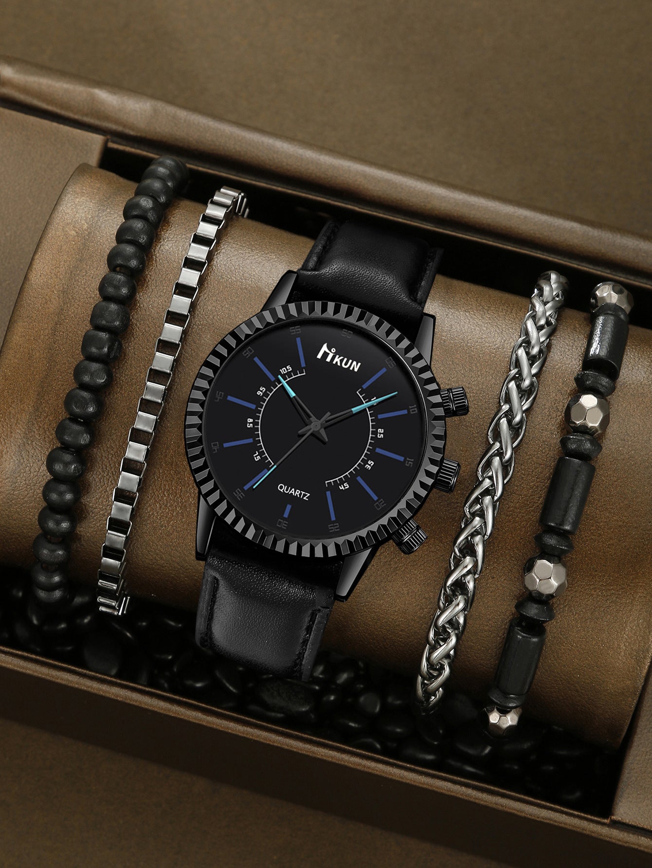 Watch Beaded Alloy Bracelet Set