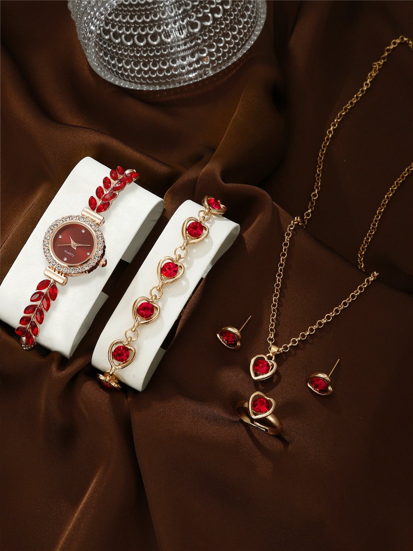 Quartz bracelet watch jewelry set