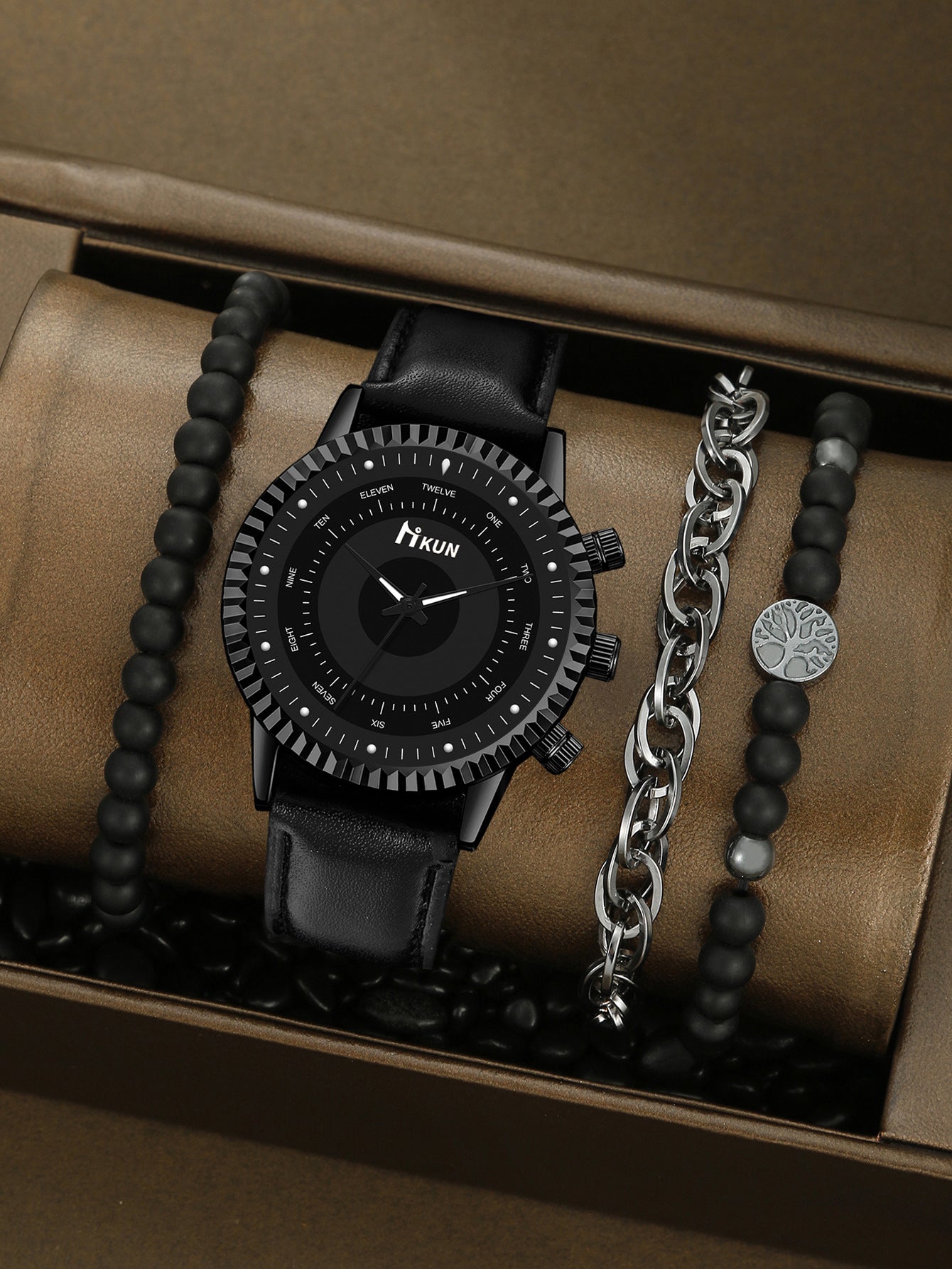 Men's Watch Sports Bracelet Knitted Set