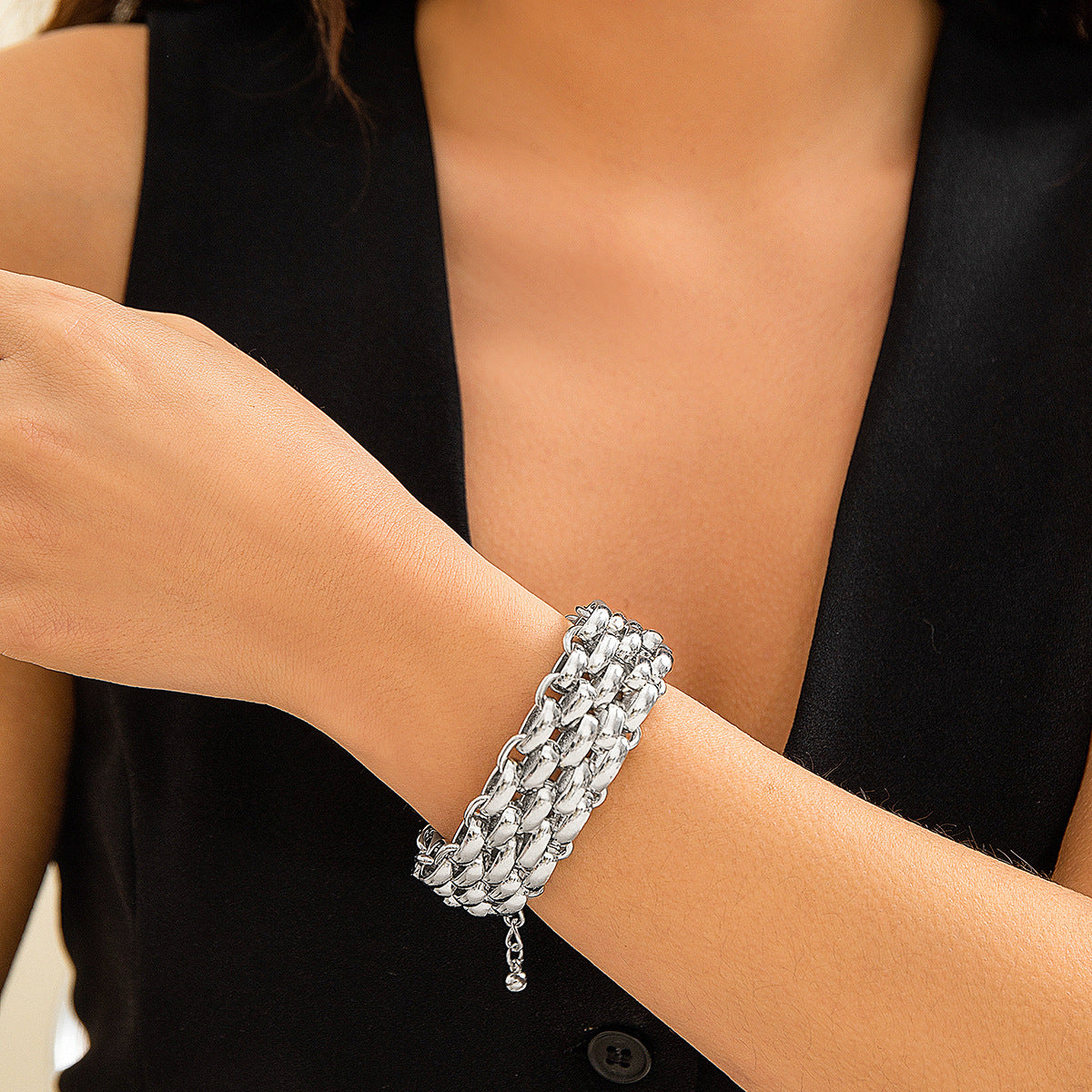 Exaggerated flash diamond bracelet wide bracelet