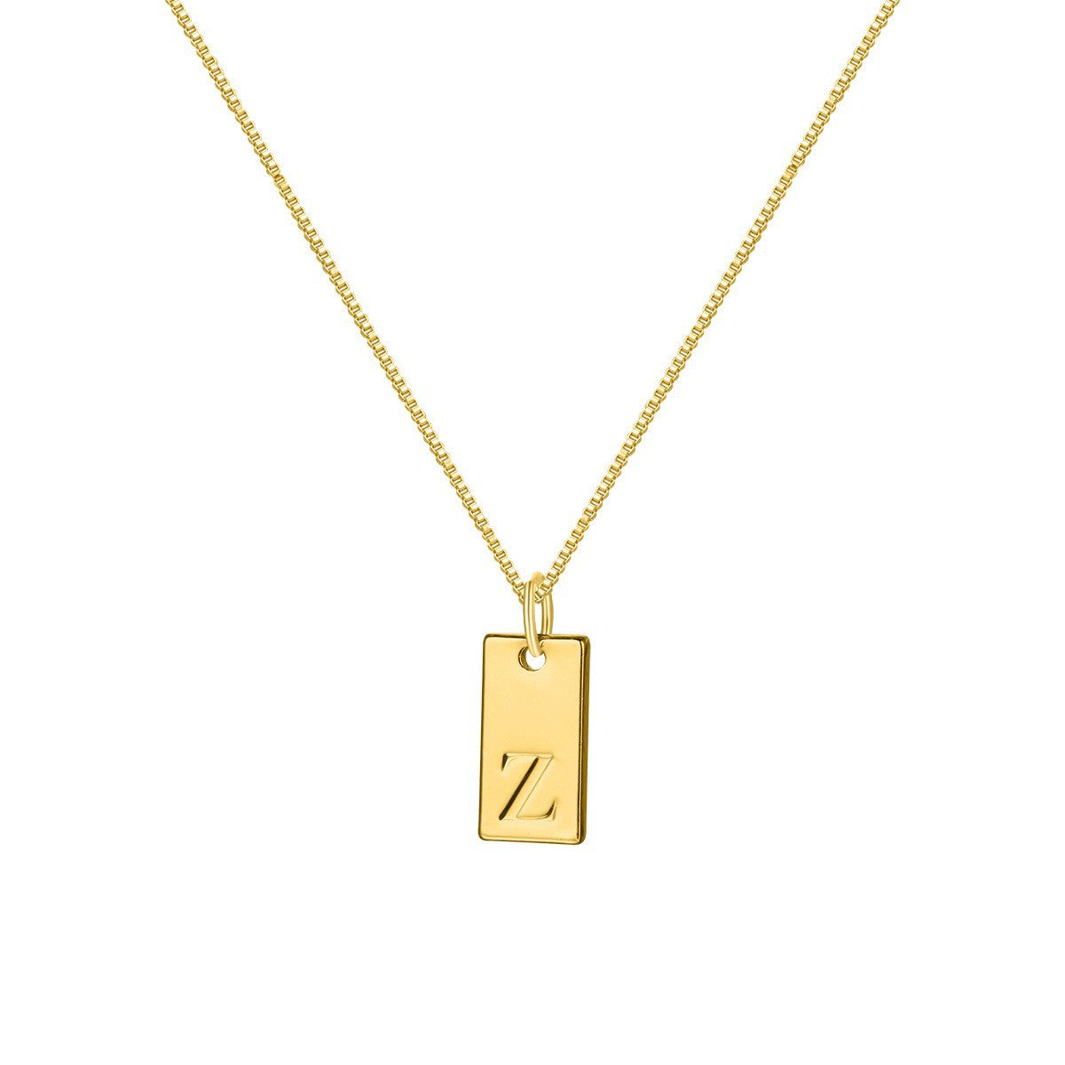 Box Chain Initial Necklace