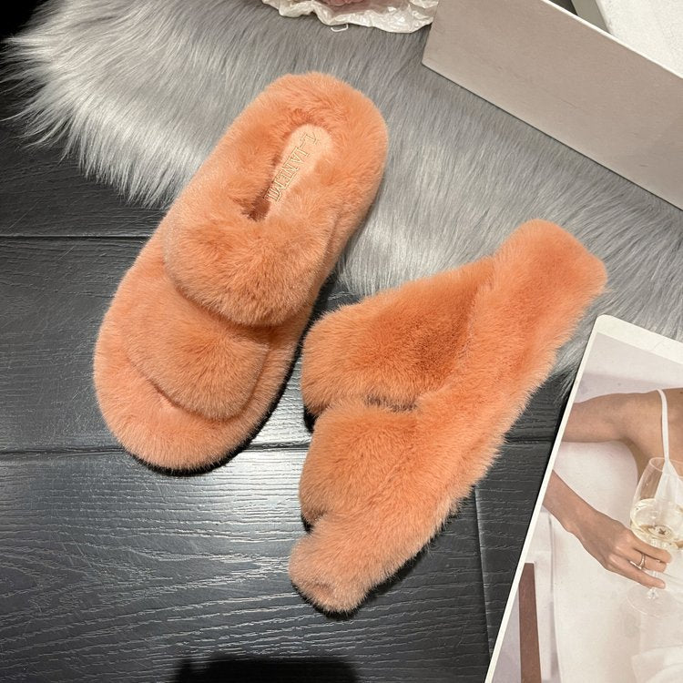 Warm home one-word cotton slippers