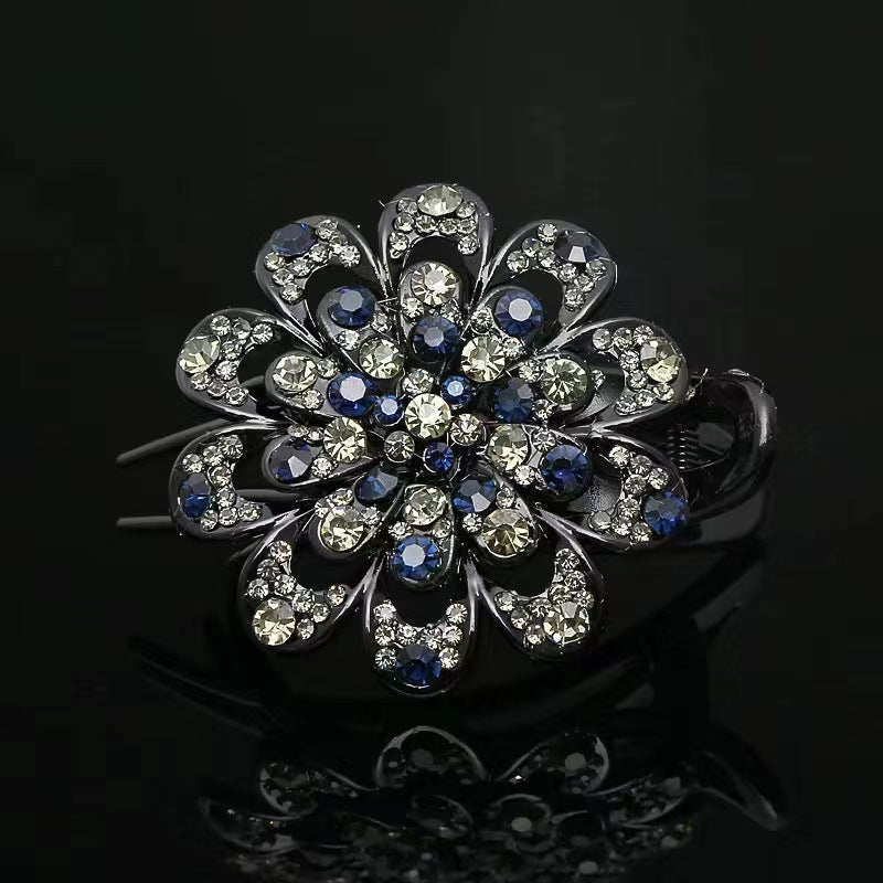 Rhinestone large flower three-tooth duck bill clip hair accessories