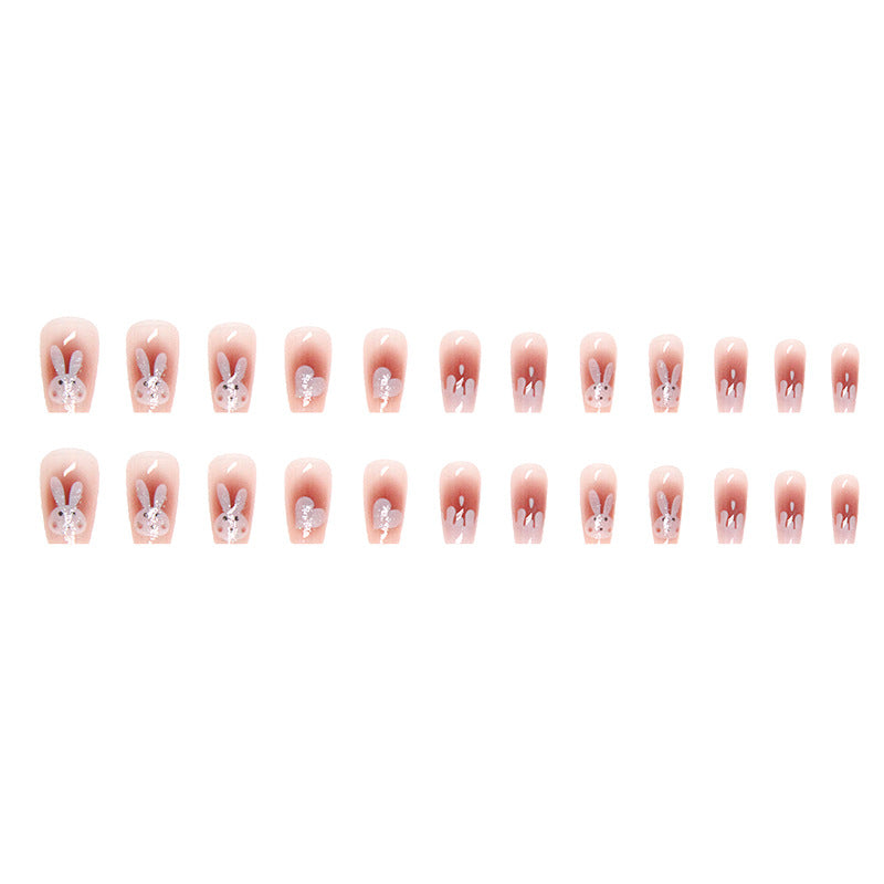 Blush Bunny Glitter Nails