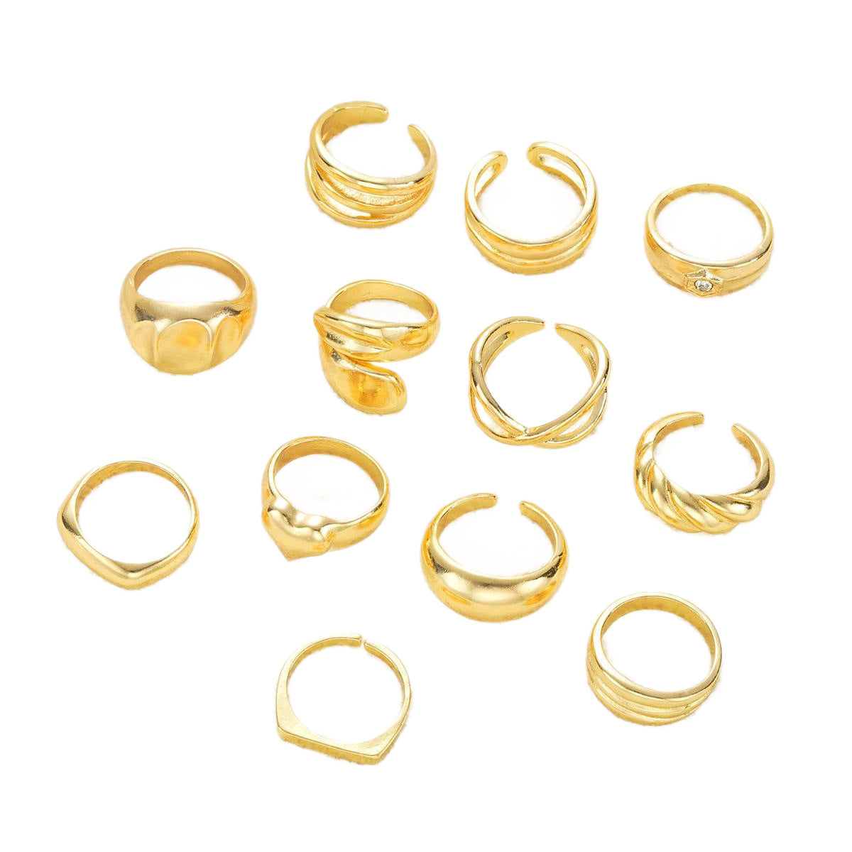 12Pcs Irregular Geometric Ring Set
